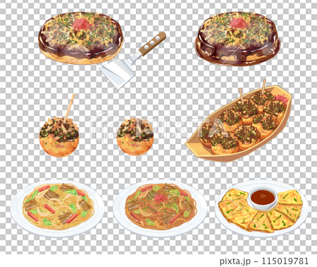 Set illustration of flour-based dishes 115019781