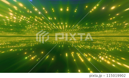 Abstract green glowing energy hi-tech lines and digital particles tunnel with bokeh effect background 115019902