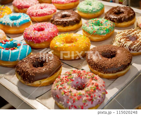 アメリカのカラフルなドーナツ アメリカのカラフルなドーナツ 115020248