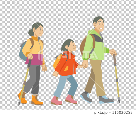 Illustration of parents and children enjoying the outdoors 115020255