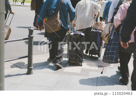 外国人観光客とスーツケース 115020463