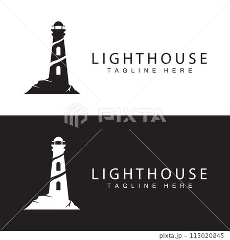 Lighthouse logo vector beacon tower ship signal simple beach port design template 115020845