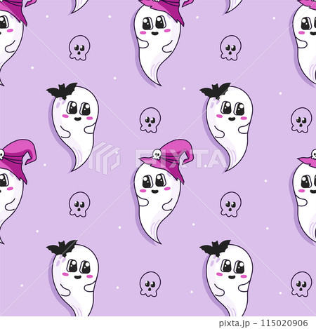 Cute ghost character gently seamless pattern 115020906