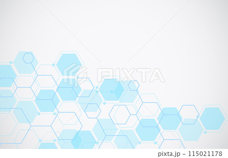 Molecule structure abstract tech background. Medical design. Science template, wallpaper or banner. Vector illustration Molecule structure abstract tech background. Medical design. Science template, wallpaper or banner. Vector illustration 115021178