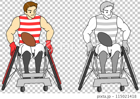 Illustration set of athletes playing wheelchair rugby Illustration set of athletes playing wheelchair rugby 115021418