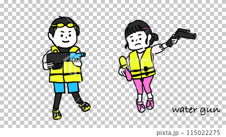 小學生玩水槍插畫素材 小學生玩水槍插畫素材 115022275