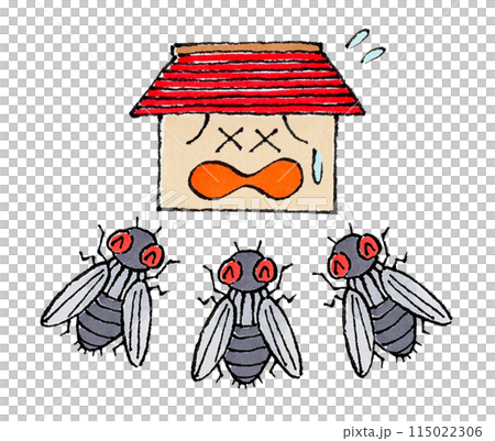 A swarm of flies gathering in a house (a reluctant house) A swarm of flies gathering in a house (a reluctant house) 115022306