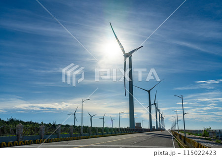 風力発電所　高美湿地　台中港　台中市　台湾 115022423