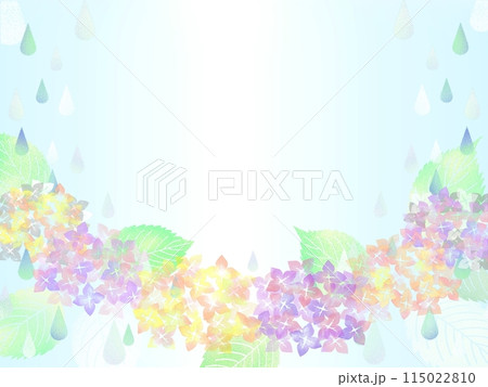 水彩風のカラフルなあじさいの背景 115022810