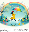 雨の中虹が架かった 115022896