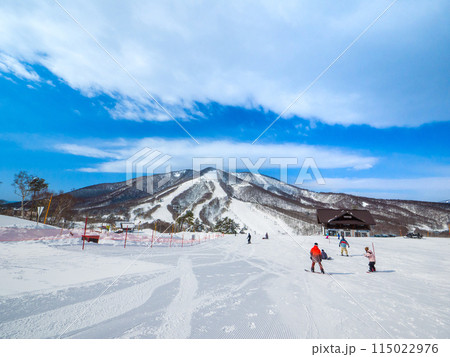 晴天のゲレンデ (長野県、斑尾高原) 115022976