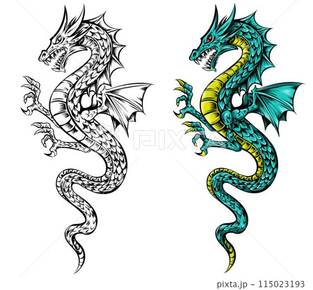 angry dragon cartoon Collection. vector illustration 115023193