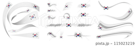 South Korea flag set elements, vector illustration on a white background South Korea flag set elements, vector illustration on a white background 115023219