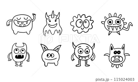 Halloween Spooky Funny Monster Creature Doodle Set 115024003