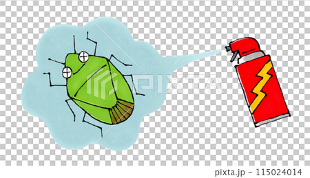 殺虫剤をかけられるカメムシ 115024014