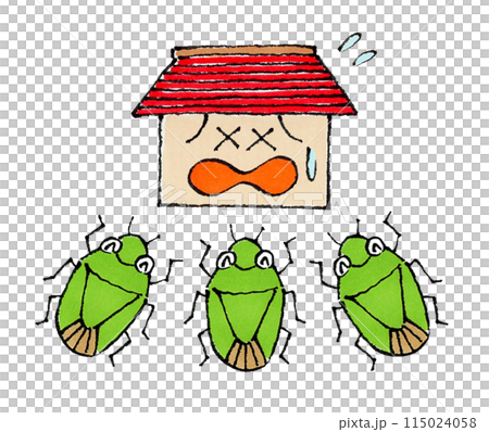 家に集まるカメムシの集団（嫌がる家） 115024058
