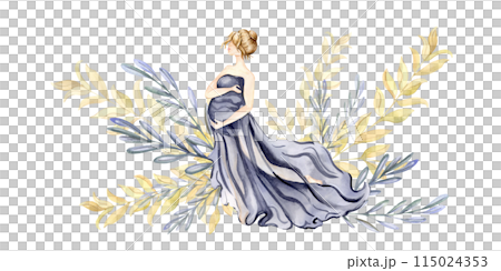 Pregnant woman in blue dress. 115024353
