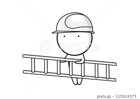 Construction worker with ladder 115024375