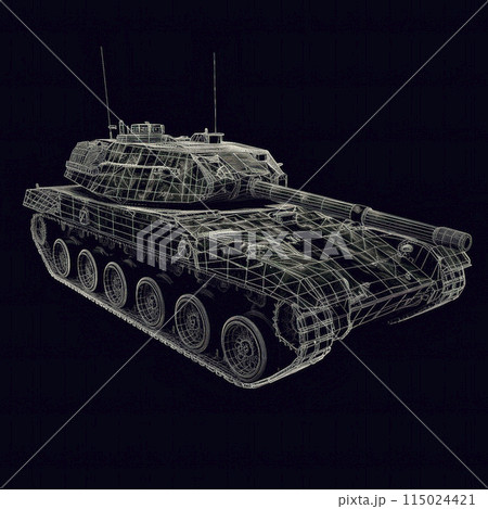 3d wireframe military tank on dark background 115024421