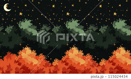 Autumn night sky with vibrant foliage 115024434