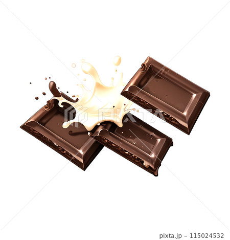 Delicious chocolate bars with splash isolated on transparent background Delicious chocolate bars with splash isolated on transparent background 115024532