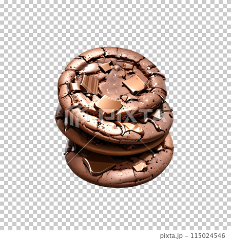 Delicious chocolate cookies isolated on transparent background. 115024546