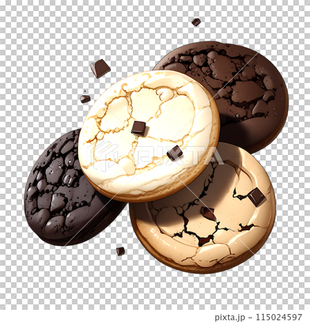 Delicious chocolate cookies isolated on transparent background. 115024597