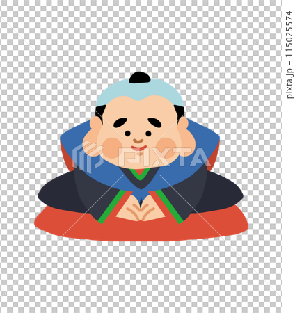 Illustration of Fukusuke sitting upright and greeting 115025574