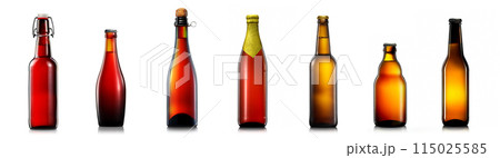 Set of bottle of beer or cider isolated on white background 115025585