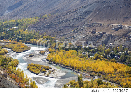 Nature Landscape Of Suru River Running Through Kargil Town In Leh Ladakh, India. 115025987