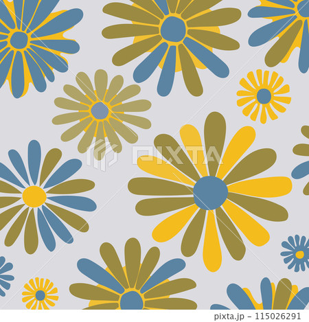 手描きの花のパターンイラスト 手描きの花のパターンイラスト 115026291