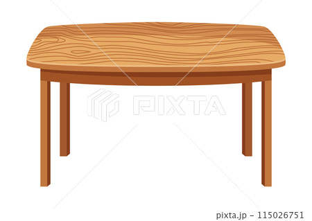 Table furniture of wood, interior wooden desk. Empty wooden table isolated illustration on white background. Vector illustration of platform or stand Table furniture of wood, interior wooden desk. Empty wooden table isolated illustration on white background. Vector illustration of platform or stand 115026751