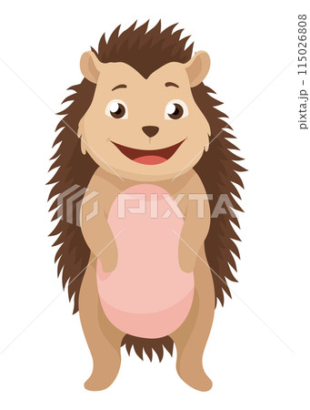 Lovely hedgehog. Cute funny wild forest animal. Prickly cartoon character. Vector isolated illustration Lovely hedgehog. Cute funny wild forest animal. Prickly cartoon character. Vector isolated illustration 115026808