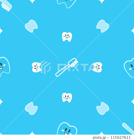 Dental health seamless pattern on blue background 115027611