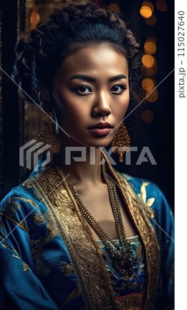 asian woman in traditional clothes 115027640
