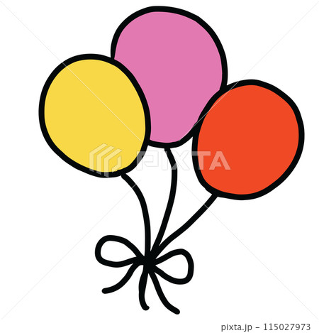 Hand drawn balloons for circus, amusement park, birthday party, celebration, plush toy, doll, sticker, tattoo, logo, icon, print, standee, decoration, festival, kids, children, social media, grocery 115027973