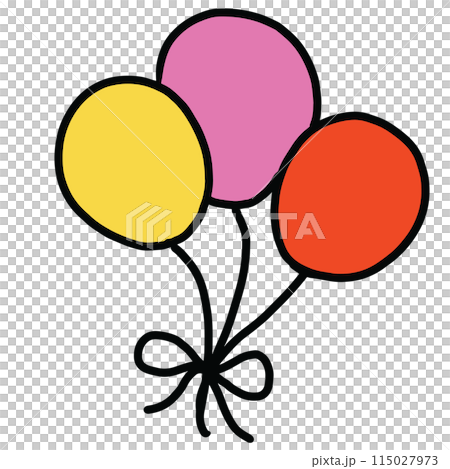 Hand drawn balloons for circus, amusement park, birthday party, celebration, plush toy, doll, sticker, tattoo, logo, icon, print, standee, decoration, festival, kids, children, social media, grocery 115027973