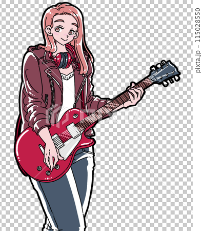 彈電吉他的女人的插圖 彈電吉他的女人的插圖 115028550