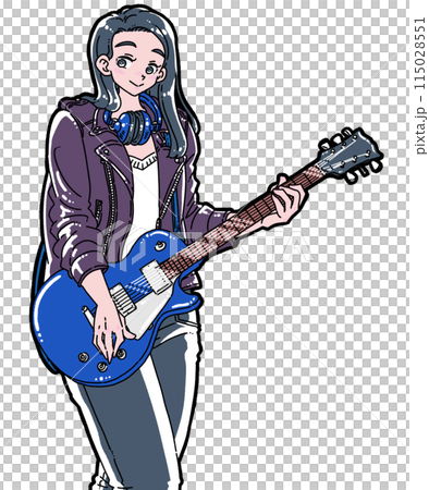 彈電吉他的女人的插圖 115028551