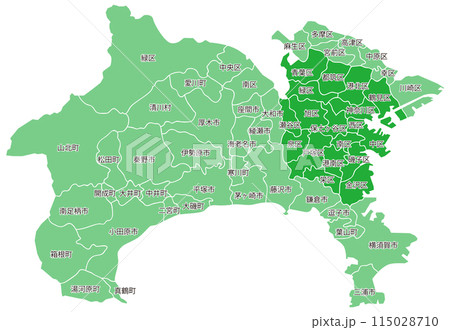 分割できる神奈川県地図 区市町村名あり 分割できる神奈川県地図 区市町村名あり 115028710