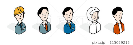 製造業・モノづくり系で働く人々のイラストアイコンセット　アイソメトリック 115029213