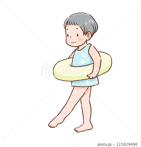 浮き輪を持った女の子のイラスト 115029490