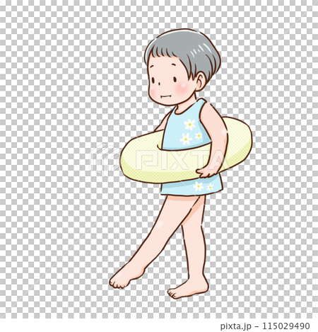 浮き輪を持った女の子のイラスト 115029490