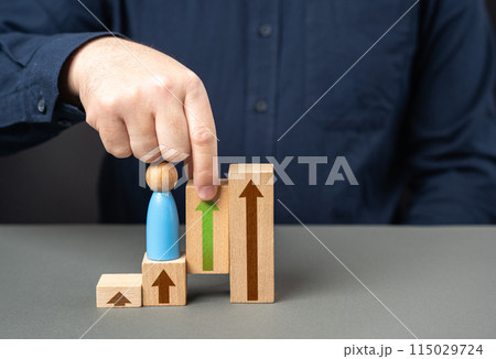 Provide career growth. Social elevator Talented and promising. Promotion at work. Raise employees. 115029724