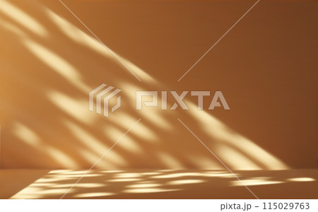 Orange Yellow empty room with natural light and sunbeams on the wall and floor 115029763
