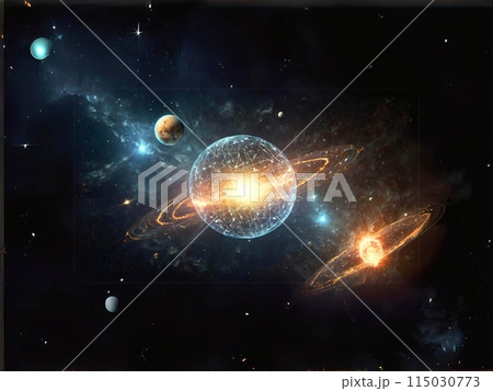 満月に照らされる輝く惑星 115030773