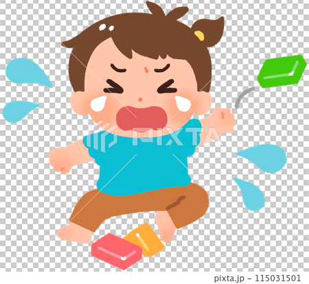 女孩哭著丟積木 115031501