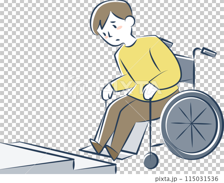 一個坐在輪椅上的年輕人步子有問題 一個坐在輪椅上的年輕人步子有問題 115031536