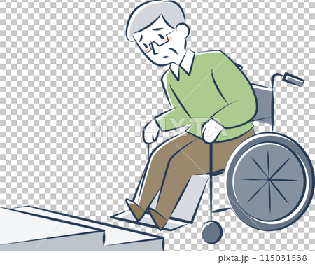 坐輪椅的老人爬樓梯有困難 115031538