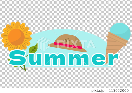 夏 summerアイコン。夏休み、アイス、バカンス。ベクターイラスト 115032000